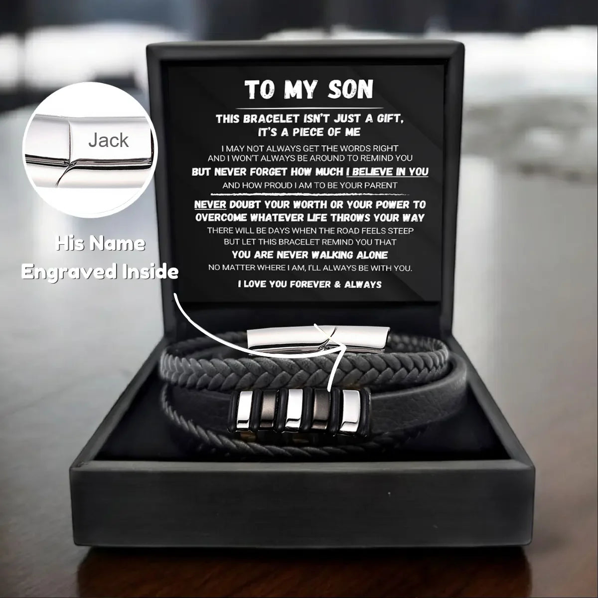 To My Son - Never Alone - Braided Bracelet