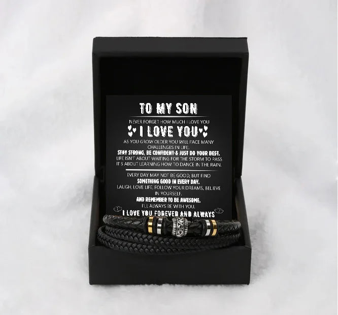 Stainless Steel Bracelet To My Son Bracelet, Son Gifts From Mom Dad, Birthday Gift For Son, Men Bracelet, Message Card Gift Box