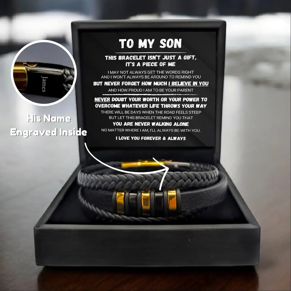 To My Son - Never Alone - Braided Bracelet