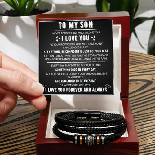 Stainless Steel Bracelet To My Son Bracelet, Son Gifts From Mom Dad, Birthday Gift For Son, Men Bracelet, Message Card Gift Box